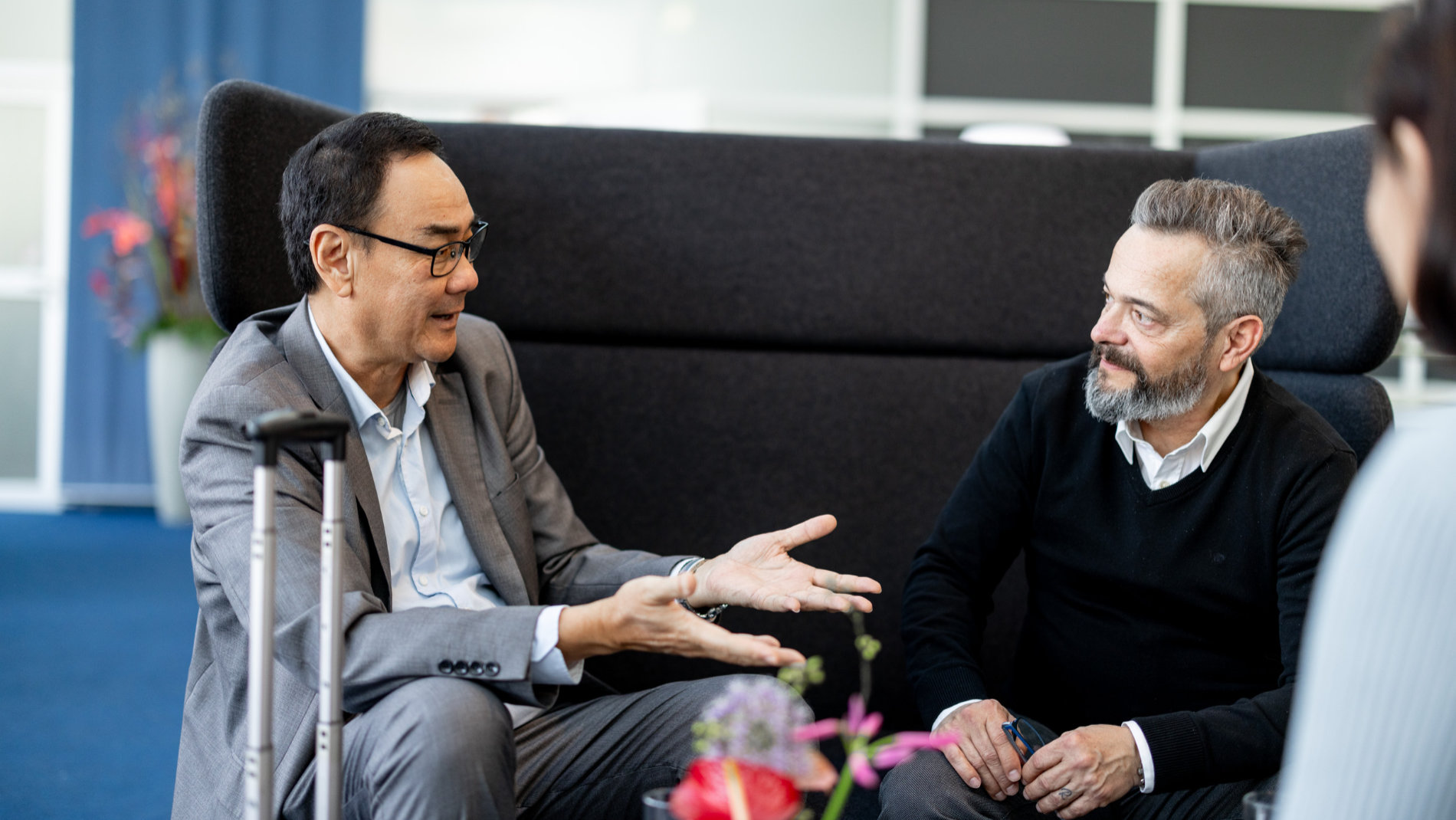 two men talking